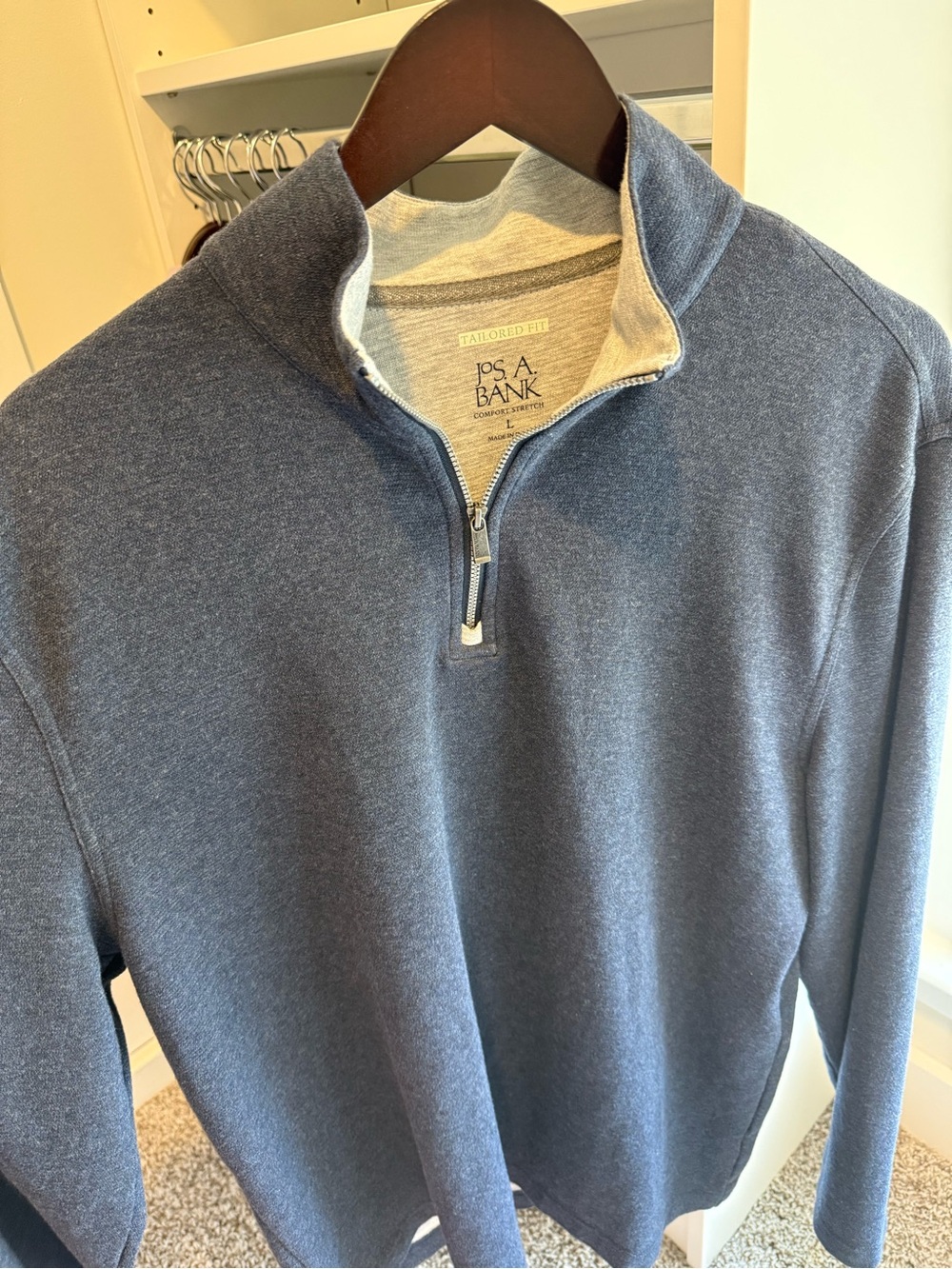 Jos. A. Bank Men's Heathered Navy Quarter-Zip Sweater